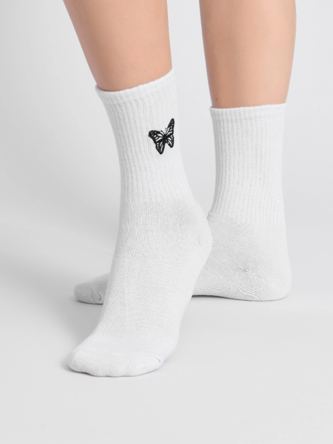 Medias Bordado de Mariposa