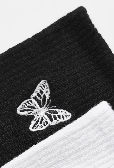 Medias Bordado De Mariposa